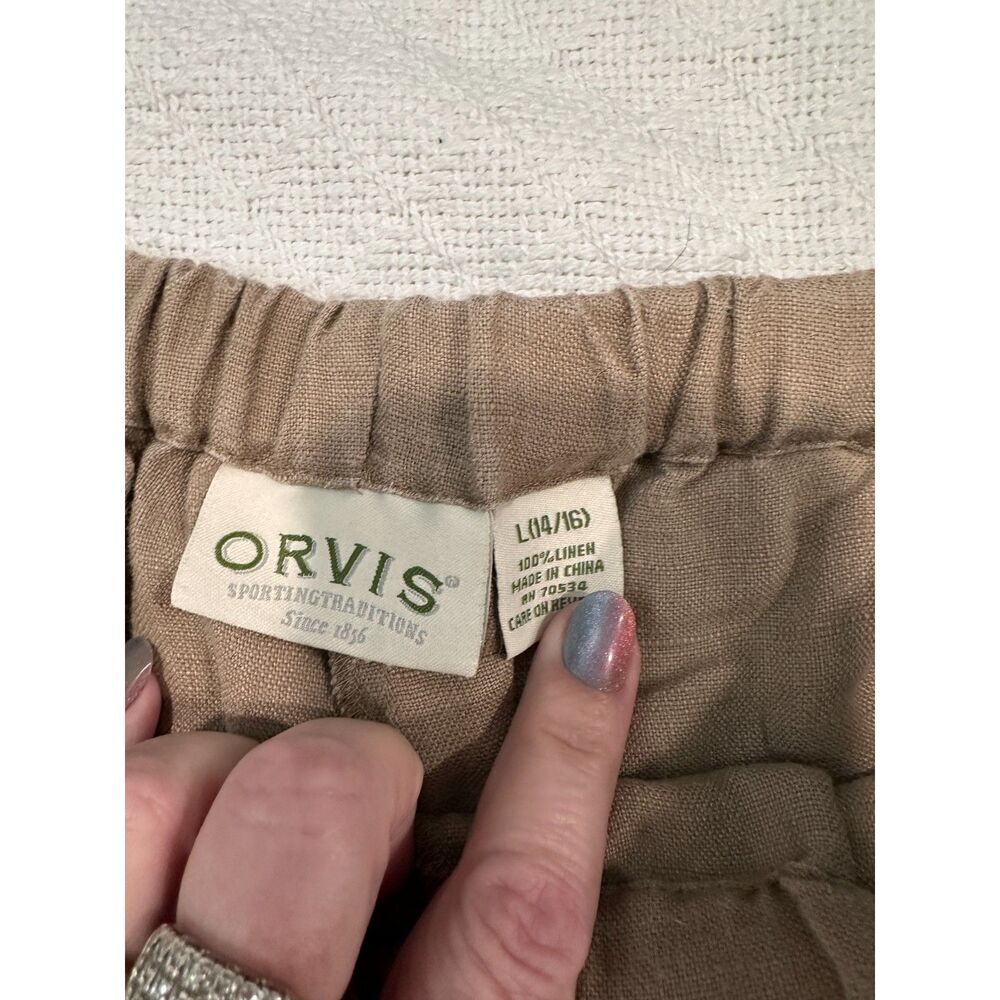 Orvis Tan 100% Linen Drawstring Pants Size Large 14/16 - Picture 3 of 3